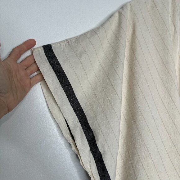 The Loomia Silvia Kimono Poncho Cover-Up OS Cream Black Fringe Beach - Picture 3 of 9